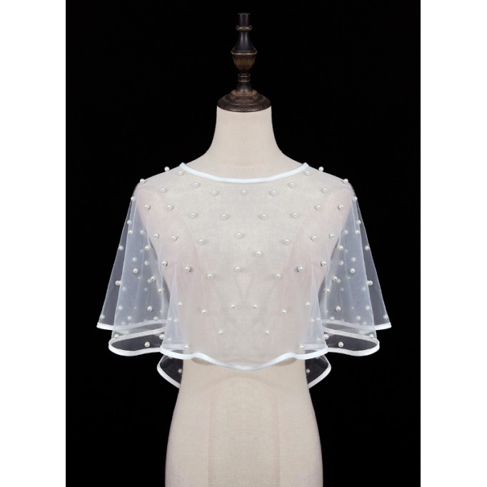 Flower Girl Tulle/Imitation Pearls Wraps With Beading