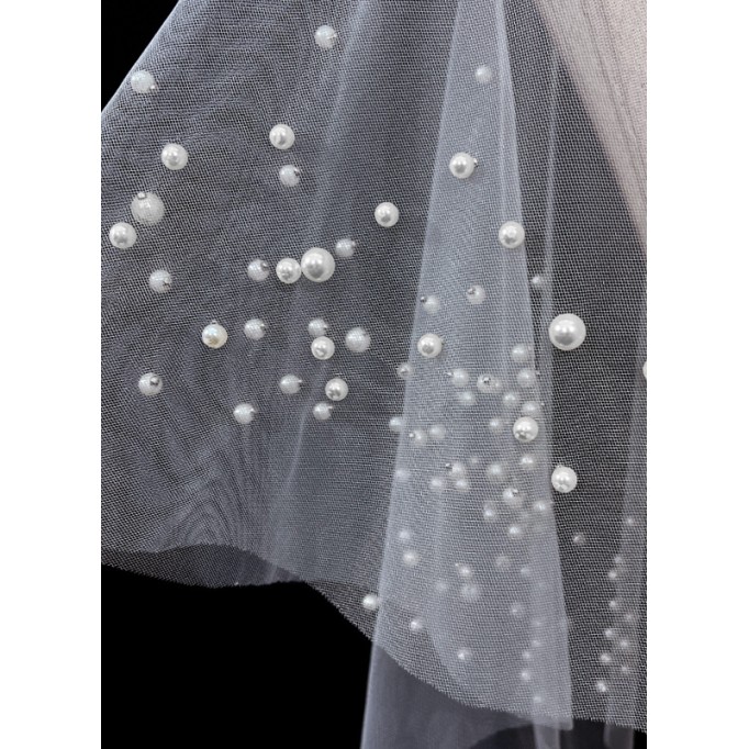 Flower Girl Tulle/Imitation Pearls Wraps With Beading