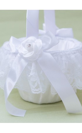 Flower Girl Silk/Lace Flower Basket With Lace