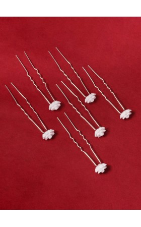 Flower Girl Alloy Fenduchs With Flower (Set of 6)