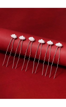 Flower Girl Alloy Fenduchs With Flower (Set of 6)