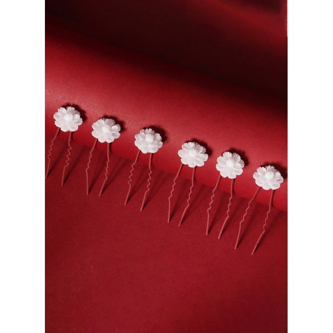 Flower Girl Alloy Fenduchs With Flower (Set of 6)