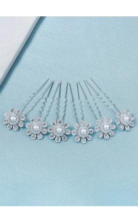 Flower Girl Alloy/Imitation Pearls Fenduchs With Crystal/Faux Pearl (Set of 6)