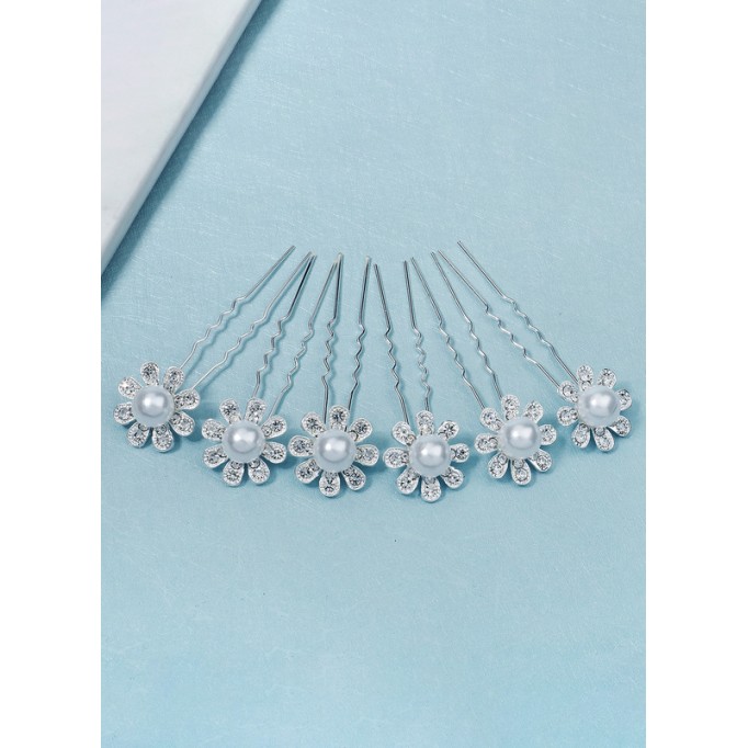 Flower Girl Alloy/Imitation Pearls Fenduchs With Crystal/Faux Pearl (Set of 6)