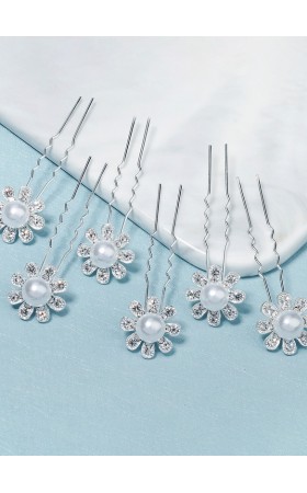 Flower Girl Alloy/Imitation Pearls Fenduchs With Crystal/Faux Pearl (Set of 6)