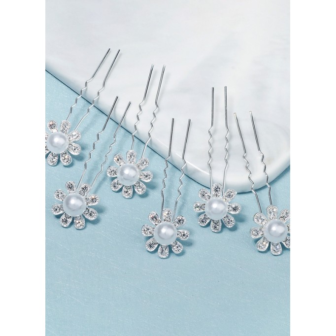 Flower Girl Alloy/Imitation Pearls Fenduchs With Crystal/Faux Pearl (Set of 6)