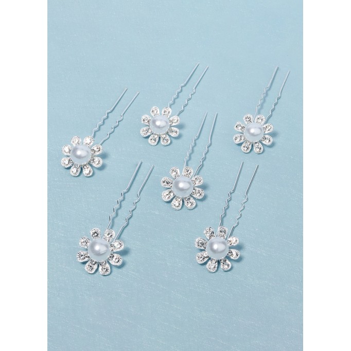 Flower Girl Alloy/Imitation Pearls Fenduchs With Crystal/Faux Pearl (Set of 6)