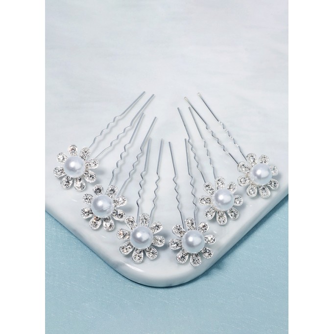 Flower Girl Alloy/Imitation Pearls Fenduchs With Crystal/Faux Pearl (Set of 6)