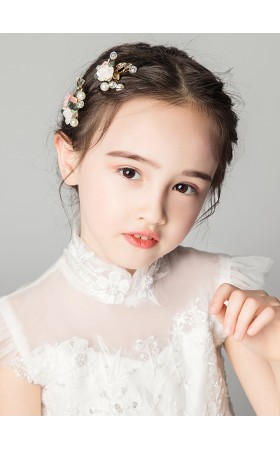 Flower Girl Polyester/Alloy/Imitation Pearls/Artificial Flower Fenduchs With Flower/Sequin/Pearl (Set of 3 pieces)