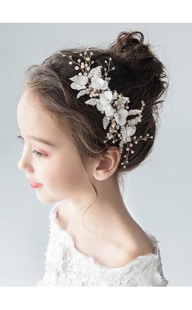 Flower Girl Polyester/Alloy/Imitation Pearls/Chiffon Fenduchs With Lace/Sequin/Faux Pearl (Sold in a single piece)