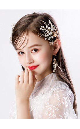 Flower Girl Rhinestones Fenduchs/Earrings With Lace/Crystal/Faux Pearl (Set of 4pieces)