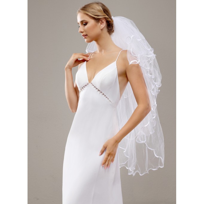 Four-tier Waltz Bridal Veils With Ribbon
