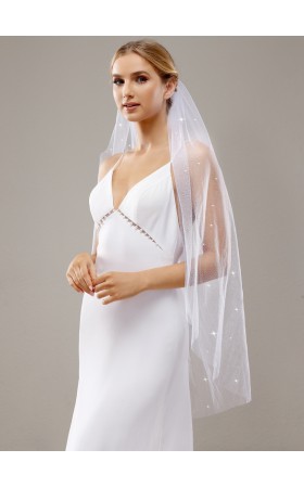 One-tier Cut Edge Waltz Bridal Veils With Sequin