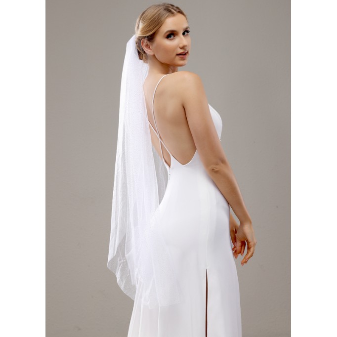 One-tier Cut Edge Waltz Bridal Veils With Sequin