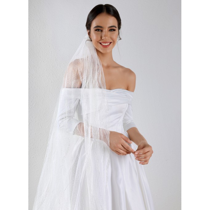 One-tier Cut Edge Cathedral Bridal Veils With Sequin