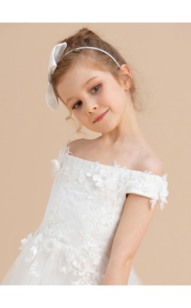 Flower Girl Satin/Polyester Fenduchs With Rhinestones