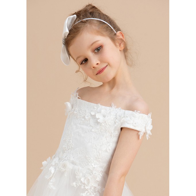 Flower Girl Satin/Polyester Fenduchs With Rhinestones