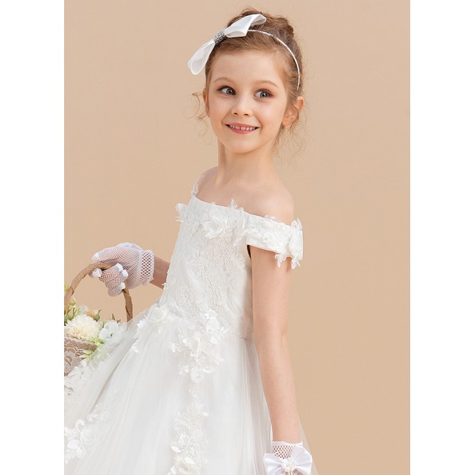 Flower Girl Satin/Polyester Fenduchs With Rhinestones