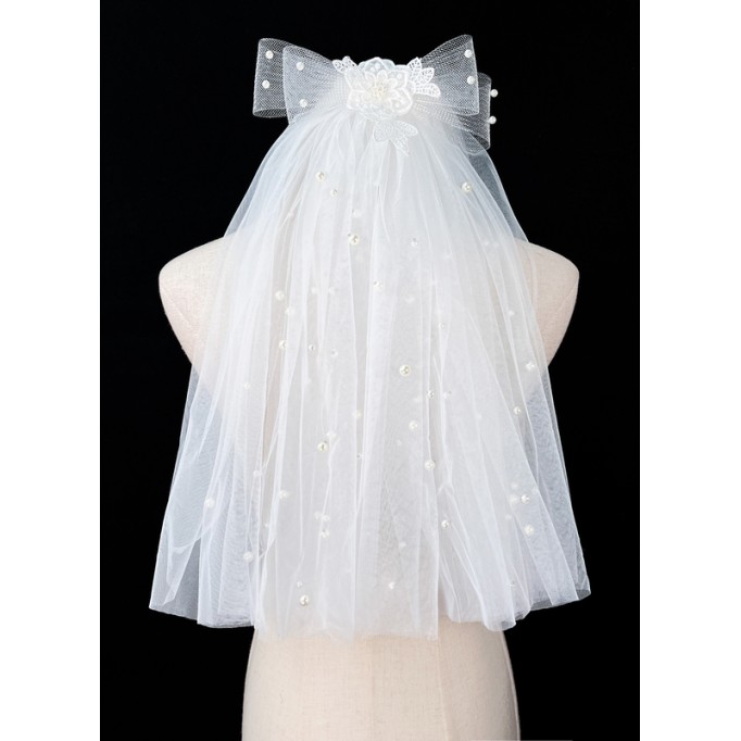 Flower Girl Tulle/Imitation Pearls/Lace Veils With Imitation Pearls/Applique