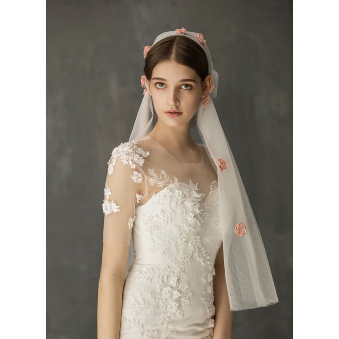 One-tier Cut Edge Elbow Bridal Veils With Lace