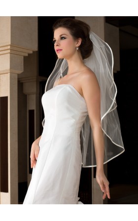 Two-tier Satin Edge Fingertip Bridal Veils