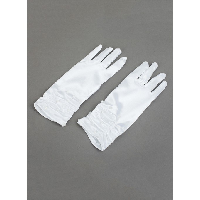 Elastic Satin With Sequin Wrist Length Glove