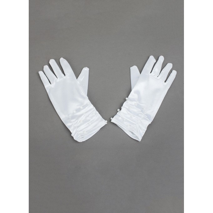 Elastic Satin With Sequin Wrist Length Glove