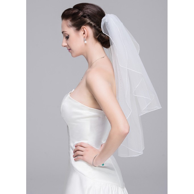 Two-tier Pencil Edge Elbow Bridal Veils